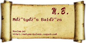 Mátyás Balázs névjegykártya